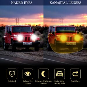 KANASTAL Night Driving Glasses Men Women Fashion Polarized Night Vision Glasses Square Anti Glare Yellow Lens for Fishing accessories