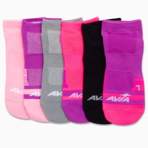 Avia Women's Low Cut Socks - 6 Pack Performance Cushion Comfort No Show Socks - Breathable Athletic Socks for Women (4-9), Size 4-9, Purple/Grey