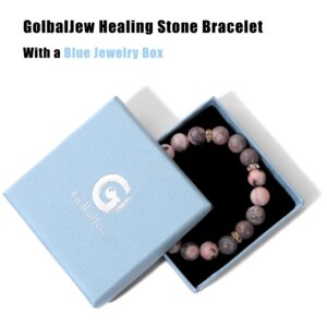 GolbalJew Healing Bracelet For Women Anxiety Beaded Bracelets Jewelry Healing Stone Crystal Bracelet Stress Relief Yoga Beads Chakra Bracelets Gifts For Women pink zebra stone