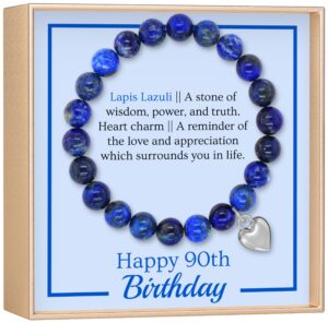 olgas gems 90th birthday milestone bracelet & meaningful message card for women - beautiful and sentimental 90th birthday gifts for women