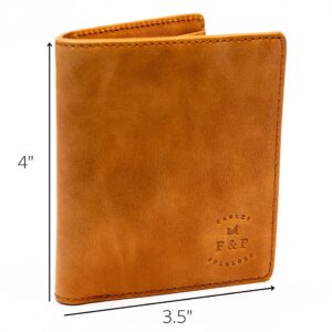 Fables & Folklore Bifold Leather Wallet for Men, Slim Design, RFID Protection, Cards and Cash Section, Model: Steinbeck No. 1