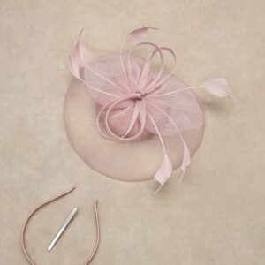 BABEYOND Women's Fascinator Hat Kentucky Hat Feather Derby Fascinator Tea Party Hat for Cocktail Wedding Nude Pink