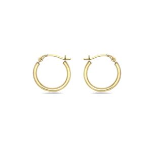 pori jewelers 10k solid gold 1mmx14mm french lock hoop earrings- yellow gold - jewelry for women - small hoop earrings