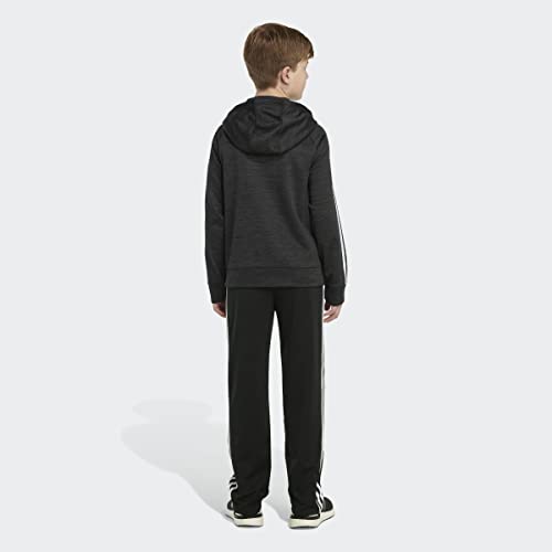 adidas Boys' Zip Front Indicator Hooded Jacket, Dark Black Heather, X-Large (18/20)