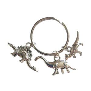 Stegosaurus Keychain, Cool Dinosaur Jewelry, Brontosaurus Dinosaur Keyring, Steampunk