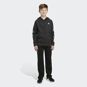 adidas Boys' Zip Front Indicator Hooded Jacket, Dark Black Heather, X-Large (18/20)