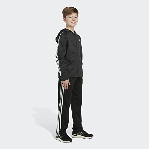 adidas Boys' Zip Front Indicator Hooded Jacket, Dark Black Heather, X-Large (18/20)