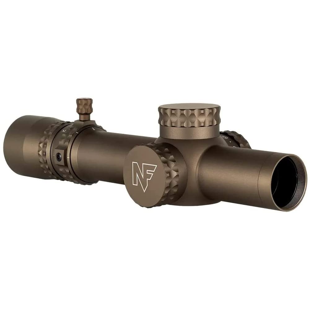 NIGHTFORCE NX8-1-8x24mm F1 Capped First Focal Plane (F1/FFP) 30mm Tube Durable Precise Waterproof Fogproof Hunting Gun Scope, FC-DMX Reticle - Dark Earth