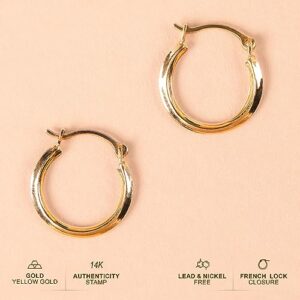 PORI JEWELERS 10K Solid Gold 1MMX14MM French Lock Hoop Earrings- Yellow Gold - Jewelry for Women - Small Hoop Earrings