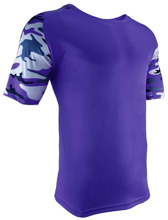 Epic Adult Cool Performance Camo Sleeve Tee Shirt (13- Colors Avaliable) Purple M