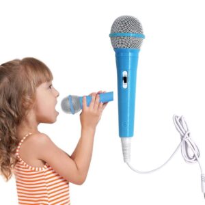 JIANWEI Wired Microphone for Kids, Kids Wired Dynamic Singing Mechine Lightweight 3.5mm Jack Handheld Dynamic Microphone for Kids Singing(Blue)