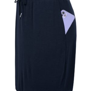 Century Star Tennis Skirts for Women with Pockets Golf Knee Length Skorts Athletic Sports Drawstring Waist Skirts with Shorts 06 Navy Blue X-Large