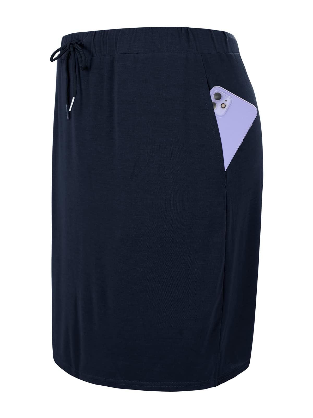 Century Star Tennis Skirts for Women with Pockets Golf Knee Length Skorts Athletic Sports Drawstring Waist Skirts with Shorts 06 Navy Blue X-Large