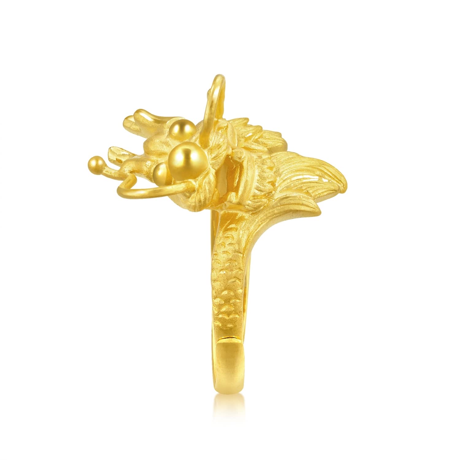 CHOW SANG SANG 999.9 24K Solid Gold Price-by-Weight Gold Dragon & Phoenix Adjustable Ring for Women, Men and Wedding Occasion 86365R 86366R (Approx. 0.241tael (~9.02g), Dragon)