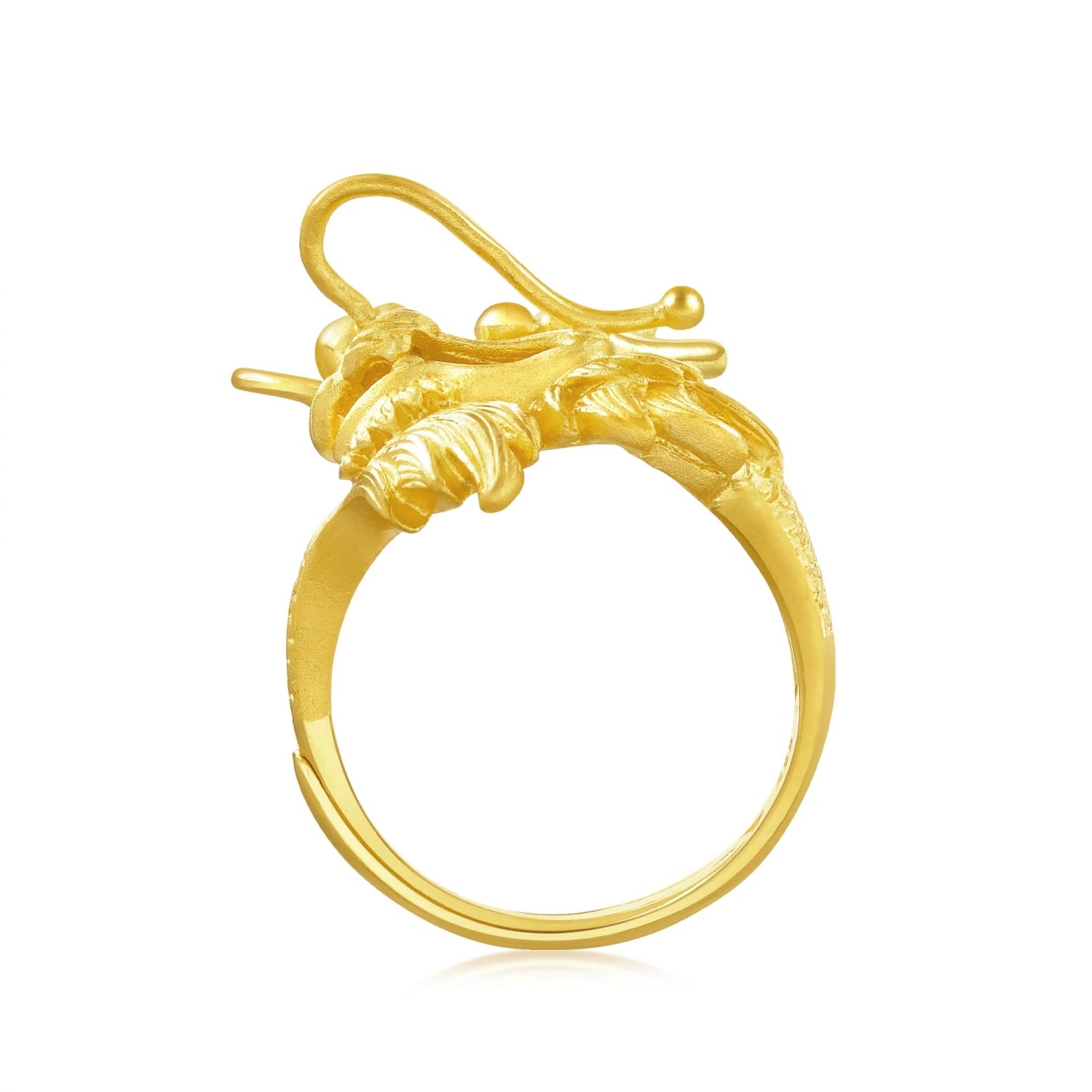 CHOW SANG SANG 999.9 24K Solid Gold Price-by-Weight Gold Dragon & Phoenix Adjustable Ring for Women, Men and Wedding Occasion 86365R 86366R (Approx. 0.241tael (~9.02g), Dragon)