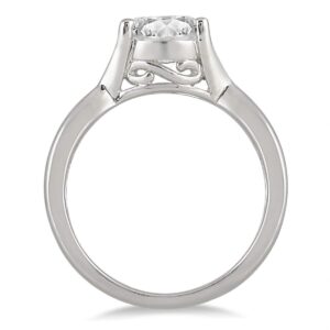 AGS Certified 1 Carat Diamond Solitaire Ring in 14K White Gold (H-I Color, I1-I2 Clarity)