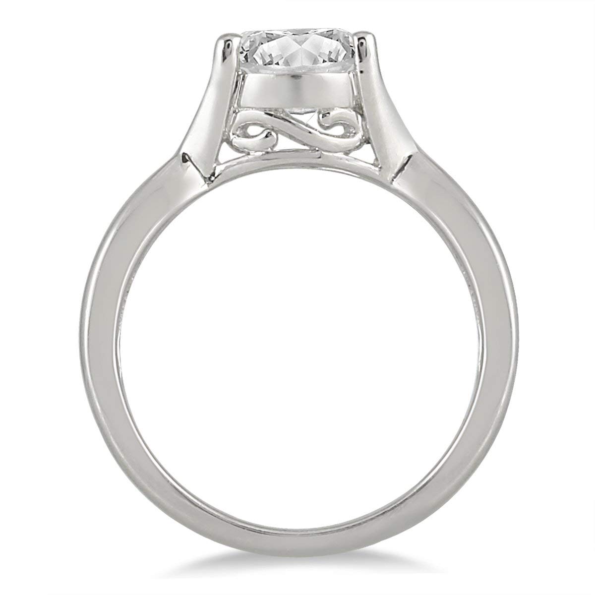 AGS Certified 1 Carat Diamond Solitaire Ring in 14K White Gold (H-I Color, I1-I2 Clarity)