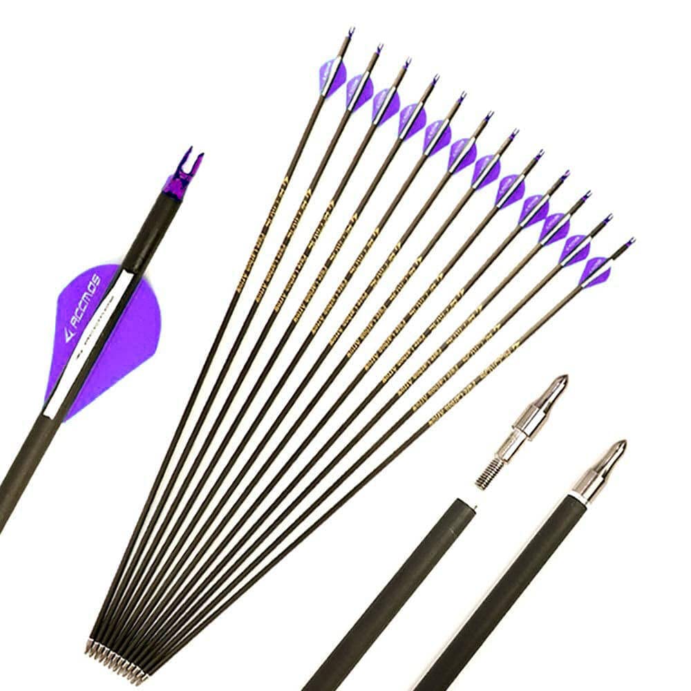 ACCMOS 600 Spine Arrow 28 Inch Arrow Target Practice Arrow Hunting Arrow Carbon Arrows Compound Bow Recurve Bow Adult Youth