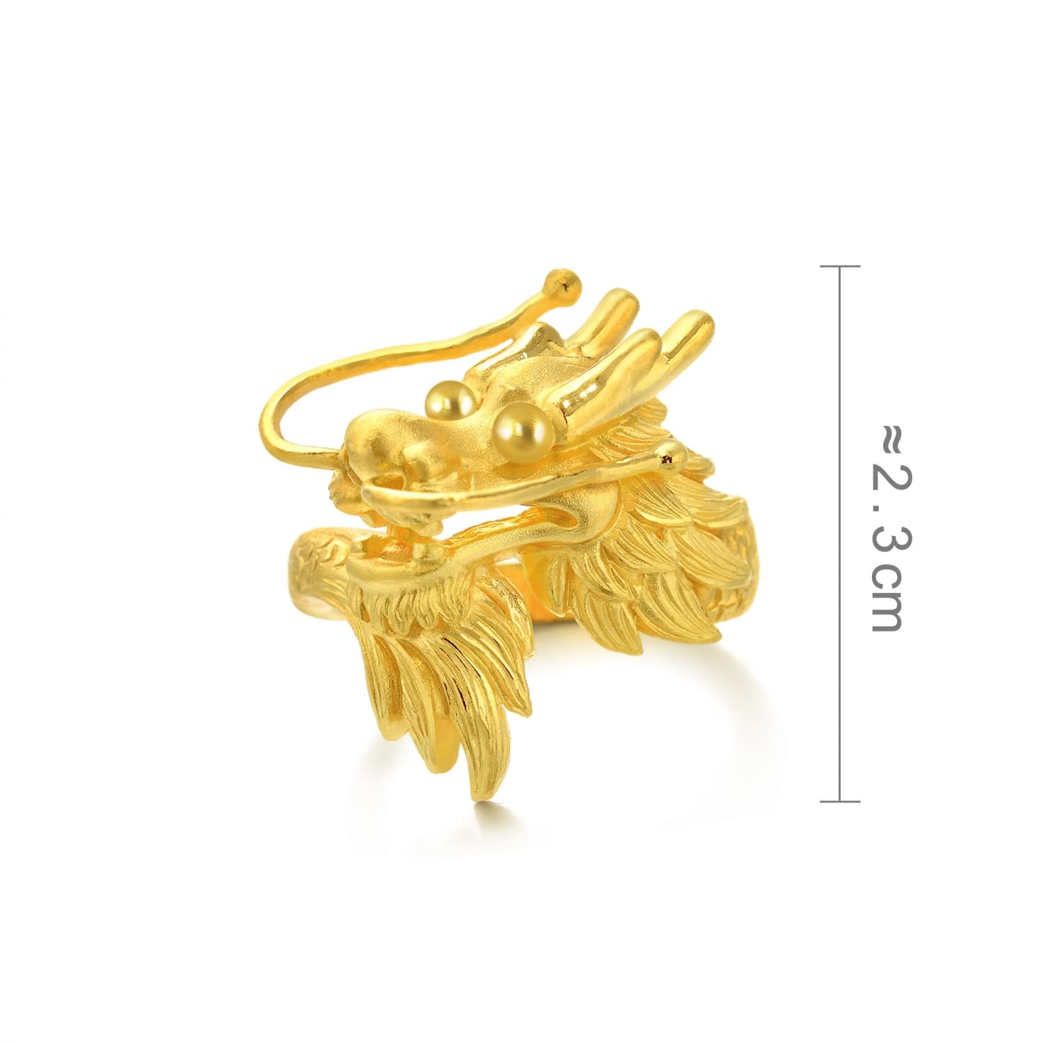 CHOW SANG SANG 999.9 24K Solid Gold Price-by-Weight Gold Dragon & Phoenix Adjustable Ring for Women, Men and Wedding Occasion 86365R 86366R (Approx. 0.241tael (~9.02g), Dragon)