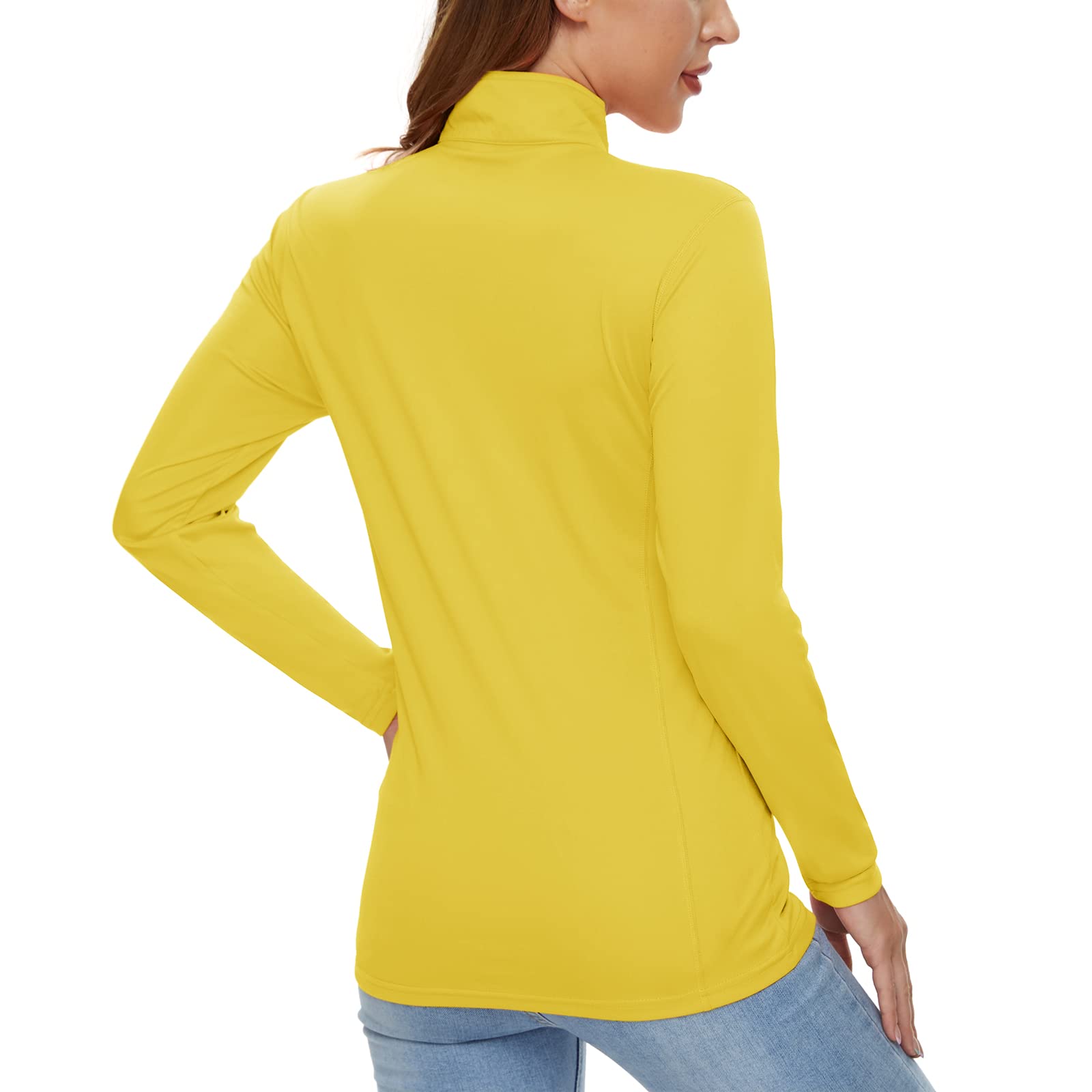 CRYSULLY Women's UPF 50+ Long Sleeve 1/4 Zip Lightweight Pullover Hiking Workout Tops Yellow