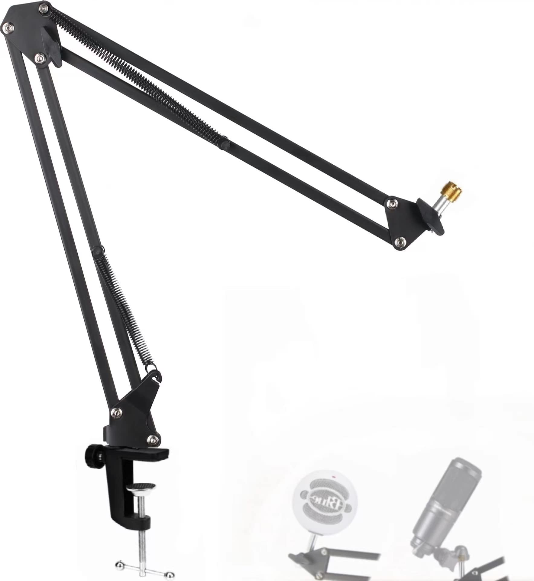 Snowball Mic Boom Arm - Heavy Duty Mic Boom Arm Desk Mount Adjustable Suspension Mic Stand Compatible with Audio-Technica AT2020,AT2020USB+, AT2035, ATR2500-USB, ATR2100-USB,Blue Snowball Microphone