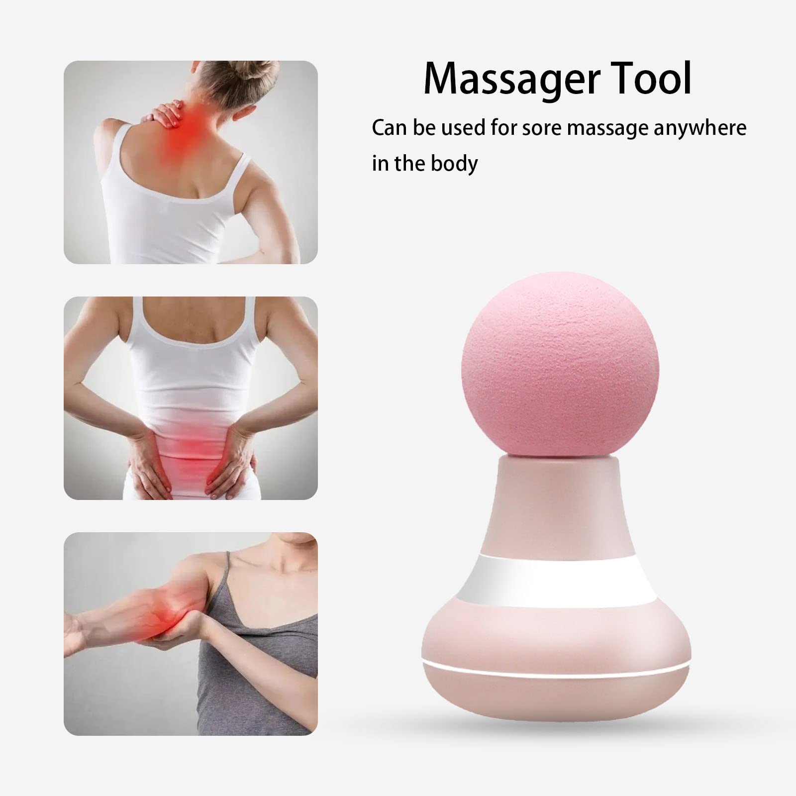 Mini Massager Portable Pocket Massager Support for Woman USB Charging 6 Speed Vibration Mode Head and Neck Relaxation Muscles and Pain Relief (Pink)