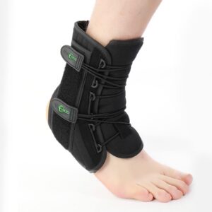 hkjd lace up ankle brace - adjustable ankle stabilizer for men & women - sprain rolled immobilizer wrap guard for sprained ankle,ligament and tendon issue, ankle injury recovery, prevent re-injury