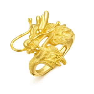 chow sang sang 999.9 24k solid gold price-by-weight gold dragon & phoenix adjustable ring for women, men and wedding occasion 86365r 86366r (approx. 0.241tael (~9.02g), dragon)