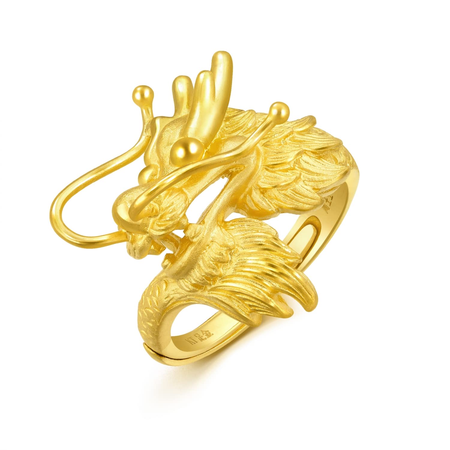 CHOW SANG SANG 999.9 24K Solid Gold Price-by-Weight Gold Dragon & Phoenix Adjustable Ring for Women, Men and Wedding Occasion 86365R 86366R (Approx. 0.241tael (~9.02g), Dragon)