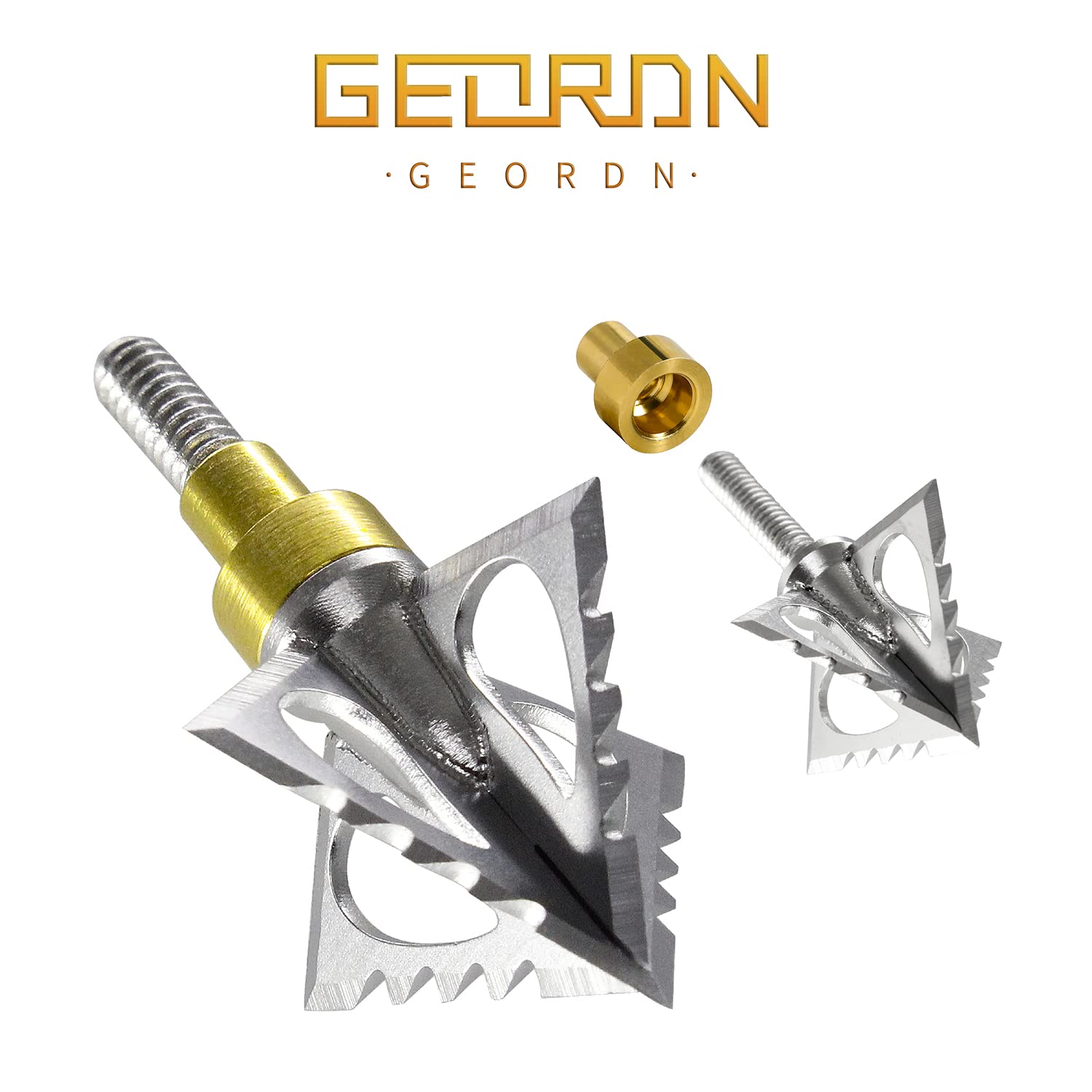 Geordn One-Piece Hunting Broadheads Fixed Blades 100 Grains 125 Grains 2 Cutting Diameters Arrow Tips Archery Hunting Head (100/125 Grains-Silver 3 PK)