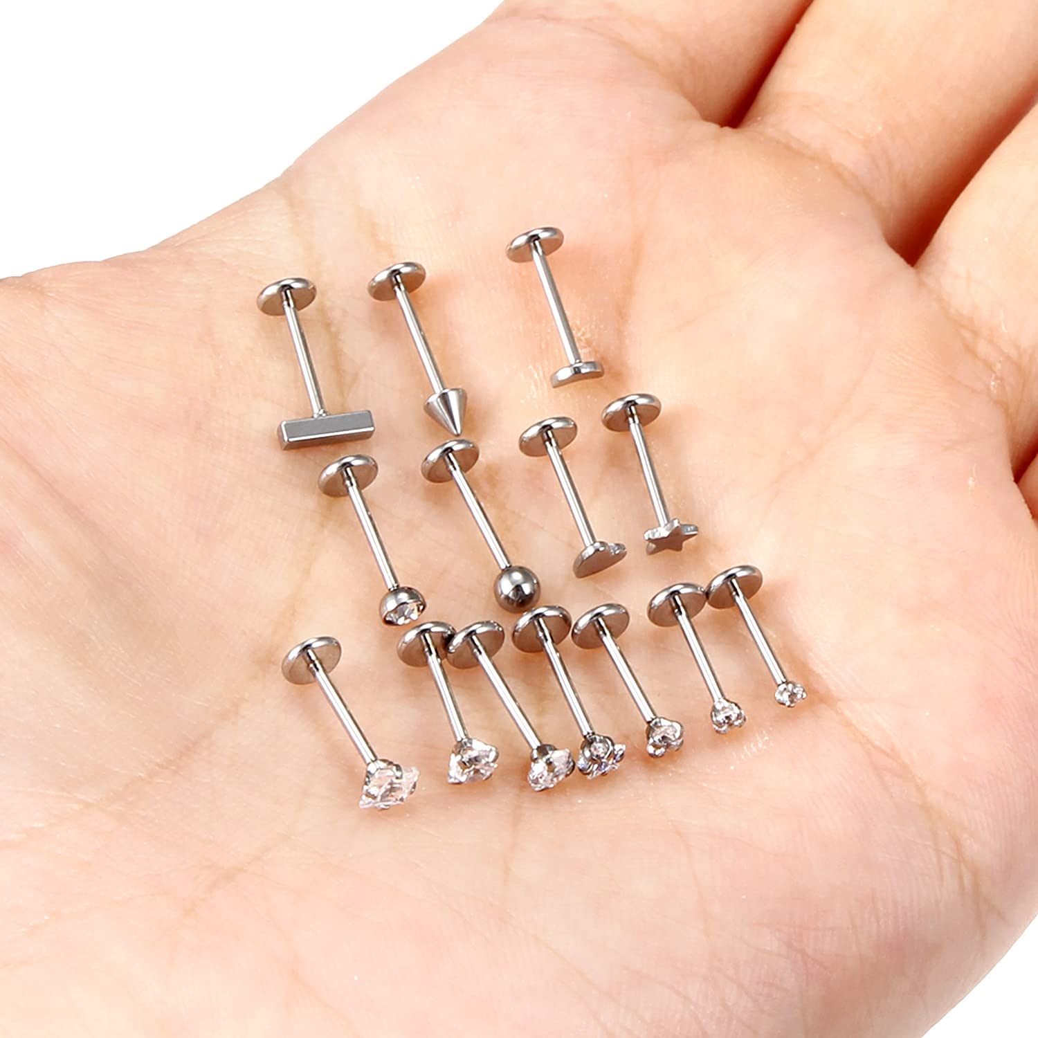 Vsnnsns 20G Threadless Push in Nose Rings for Women Men 316L Surgical Stainless Steel L Shaped Nose Studs Screw Bone Nose Rings Piercings 20 Gauge Nostril Piercing Nose Studs Jewelry 2.5mm CZ Silver