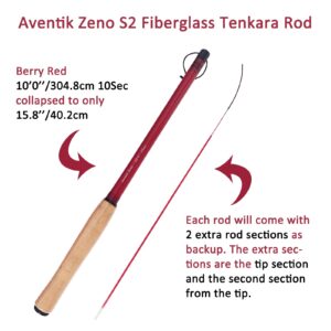 Aventik Zeno S2-Glass Tenkara Rod(10'0'' 10Sec, Berry Red)