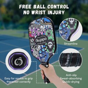 niupipo Pickleball Paddles, Pickleball Paddle Set of 2 w/Honeycomb Core, Fiberglass Surface, 2 Durable Overgrips, 1 Bag, 4 Pickleball Balls, Pickleball Paddle for Outdoor & Indoor Family Games