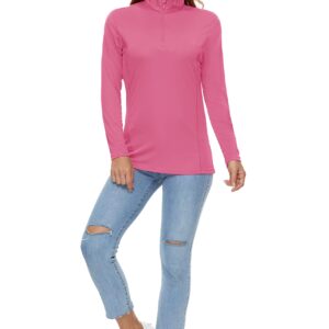 CRYSULLY Women's Shirts Summer Athletic Shirt Long Sleeve Top Outdoor Hiking Slim Fit Shirt Rose