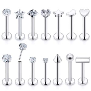 Vsnnsns 20G Threadless Push in Nose Rings for Women Men 316L Surgical Stainless Steel L Shaped Nose Studs Screw Bone Nose Rings Piercings 20 Gauge Nostril Piercing Nose Studs Jewelry 2.5mm CZ Silver