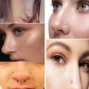 Vsnnsns 20G Threadless Push in Nose Rings for Women Men 316L Surgical Stainless Steel L Shaped Nose Studs Screw Bone Nose Rings Piercings 20 Gauge Nostril Piercing Nose Studs Jewelry 2.5mm CZ