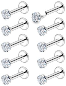 vsnnsns 20g threadless push in nose rings for women men 316l surgical stainless steel l shaped nose studs screw bone nose rings piercings 20 gauge nostril piercing nose studs jewelry 2.5mm cz