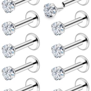 Vsnnsns 20G Threadless Push in Nose Rings for Women Men 316L Surgical Stainless Steel L Shaped Nose Studs Screw Bone Nose Rings Piercings 20 Gauge Nostril Piercing Nose Studs Jewelry 2.5mm CZ