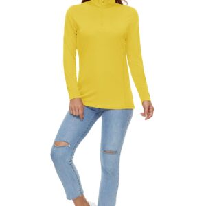 CRYSULLY Women's UPF 50+ Long Sleeve 1/4 Zip Lightweight Pullover Hiking Workout Tops Yellow