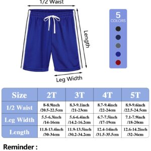 Resinta 5 Pack Toddler Boys Athletic Basketball Shorts Quick Dry Mesh Shorts Active Gym Shorts Soccer Running Sports Shorts