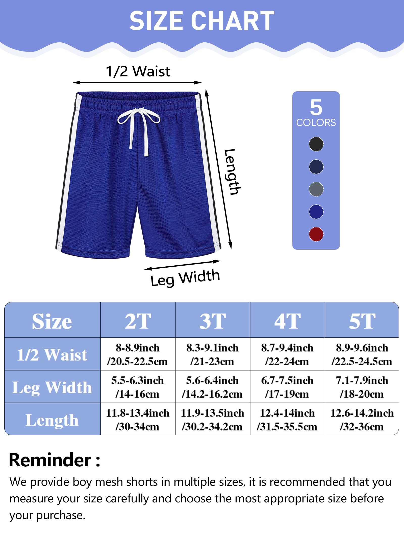 Resinta 5 Pack Toddler Boys Athletic Basketball Shorts Quick Dry Mesh Shorts Active Gym Shorts Soccer Running Sports Shorts