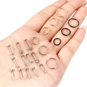 Vsnnsns 18G Threadless Push in Nose Rings for Women Men 316L Surgical Stainless Steel L Shaped Nose Studs Screw Bone Nose Rings Hoops Piercings 18 Gauge Nostril Piercing Nose Studs Jewelry 2mm CZ