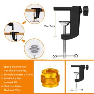 Snowball Mic Boom Arm - Heavy Duty Mic Boom Arm Desk Mount Adjustable Suspension Mic Stand Compatible with Audio-Technica AT2020,AT2020USB+, AT2035, ATR2500-USB, ATR2100-USB,Blue Snowball Microphone