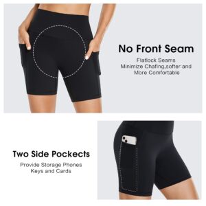 VANTONIA Biker Shorts for Women High Waist - 6'' Womens Gym Workout Yoga Shorts with Pockets Spandex Shorts Black X-Small