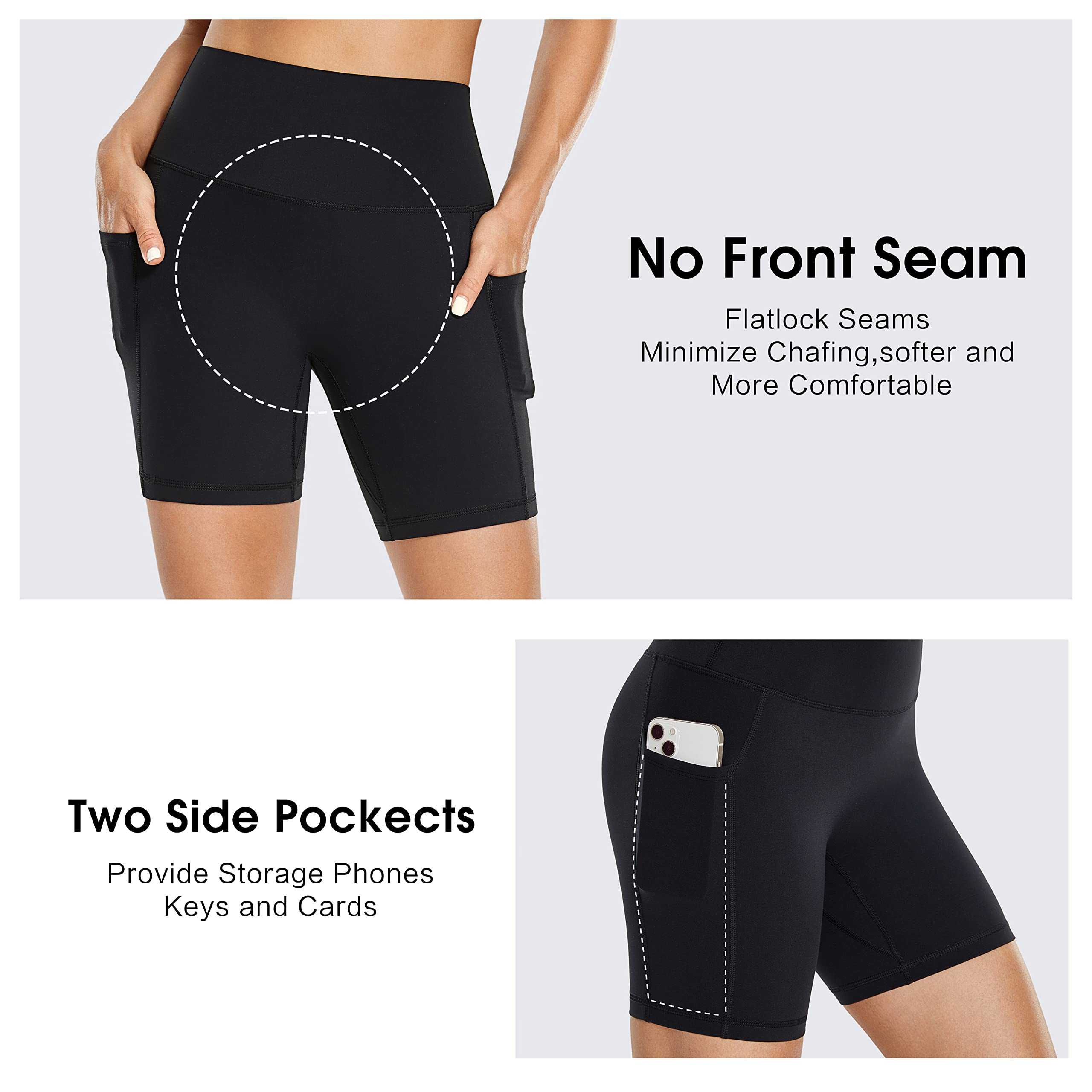 VANTONIA Biker Shorts for Women High Waist - 6'' Womens Gym Workout Yoga Shorts with Pockets Spandex Shorts Black X-Small