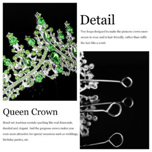 CURASA Green Crown Princess for Women Elegant Tiaras for Women Crystal Crown with Comb Gorgeous Hair Accessories for Women Birthday Party Halloween Wedding Prom