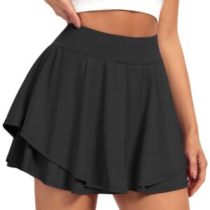 IUGA Tennis Skirts for Women with Pockets Shorts Athletic Golf Skorts Skirts for Women High Waisted Running Workout Skorts Black