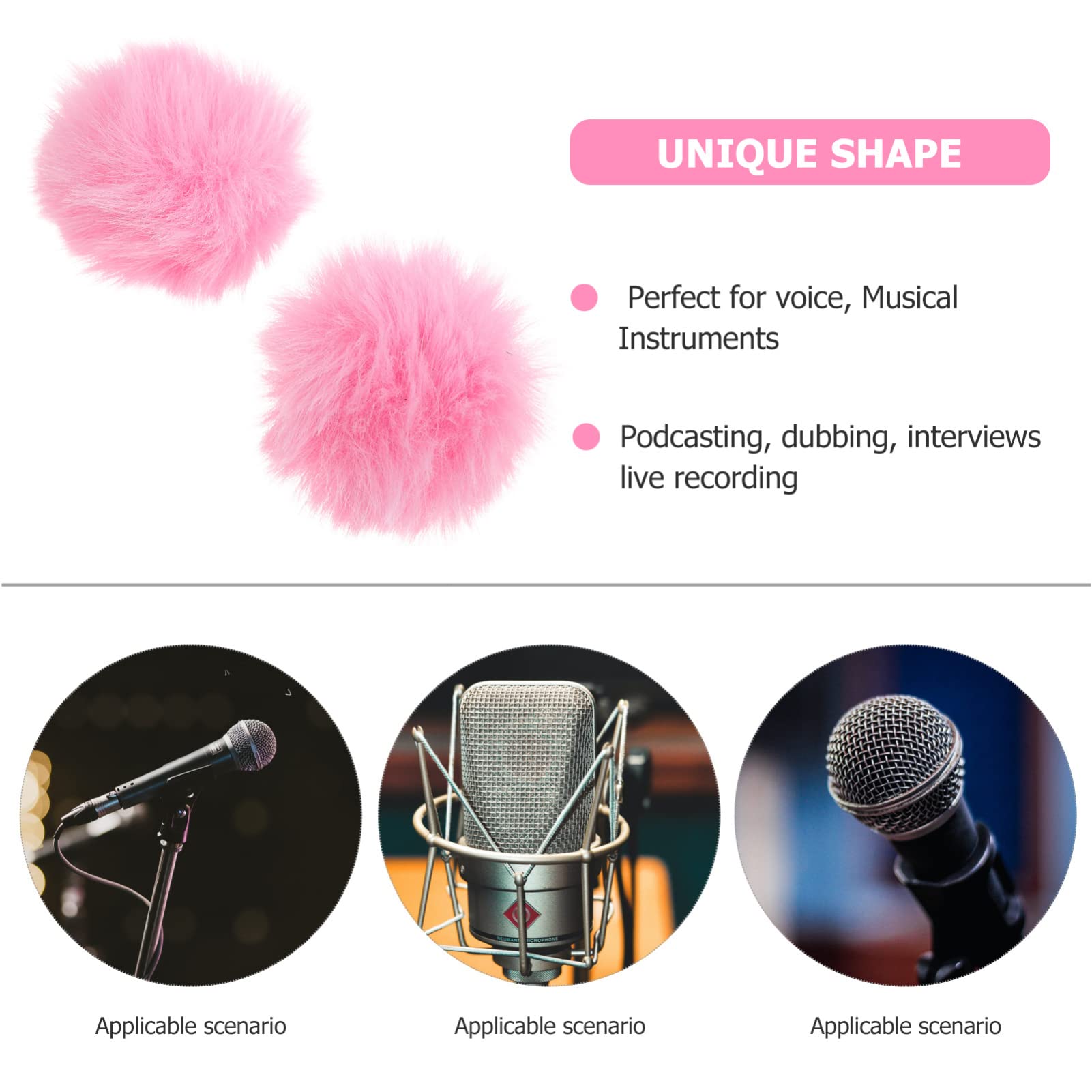 Vaguelly 2pcs Microphone Furry Windscreen Furry Microphone Cover for Headset Pink Microphone Sleeve Mic Cover Replacement Microphone Shield Protection for Microphone Accessories Pink