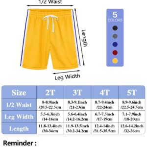 Resinta 5 Pack Toddler Boys Athletic Basketball Shorts Quick Dry Mesh Shorts Active Gym Shorts Soccer Running Sports Shorts