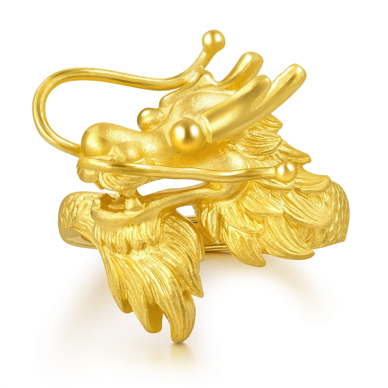 CHOW SANG SANG 999.9 24K Solid Gold Price-by-Weight Gold Dragon & Phoenix Adjustable Ring for Women, Men and Wedding Occasion 86365R 86366R (Approx. 0.241tael (~9.02g), Dragon)